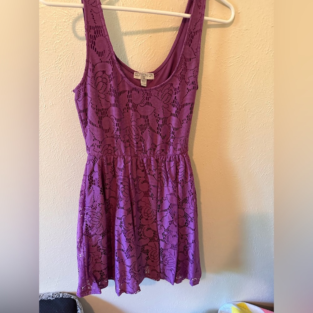 Purple lace mini dress